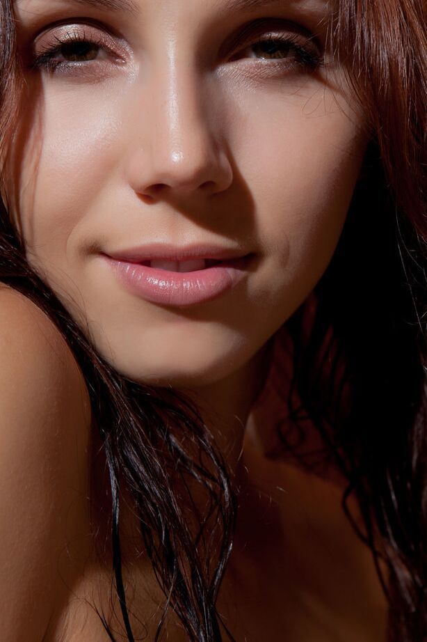 18P Irresistible brunette maiden Gemma A strips down in the bathroom