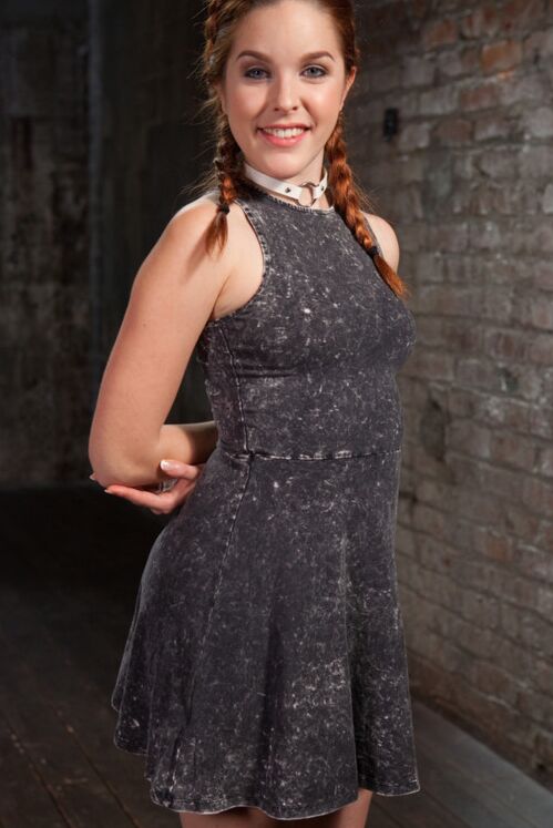 15P Natural redhead is tied up with rope and ball gagged before being penetrated