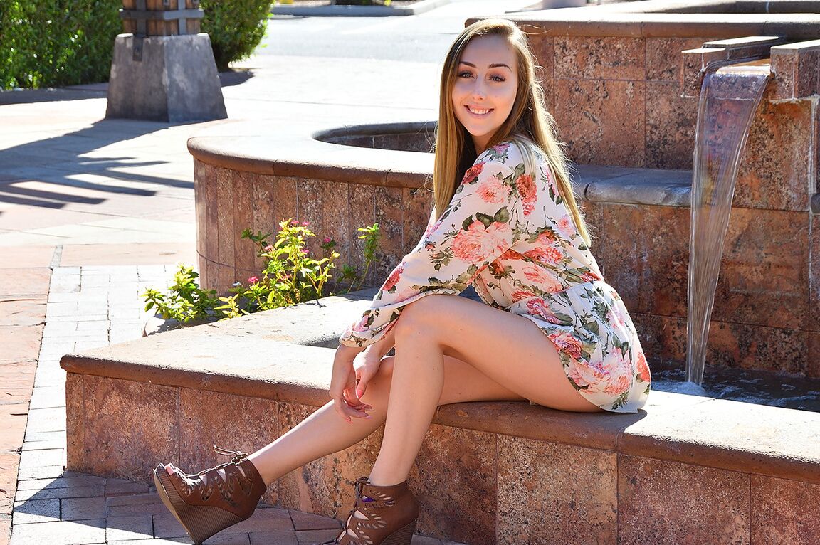 15P Nice girl Tyler gets naked in footwear while in public places