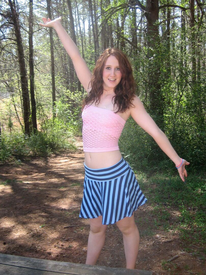 12P Cute redhead Ruby flashes her tits at the park