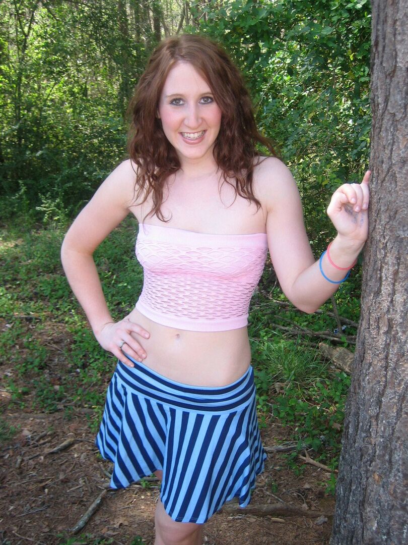 12P Cute redhead Ruby flashes her tits at the park