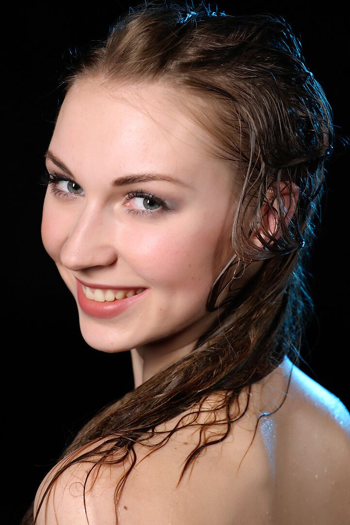 12P Flexible model sports the wet look during a great totally nude shoot