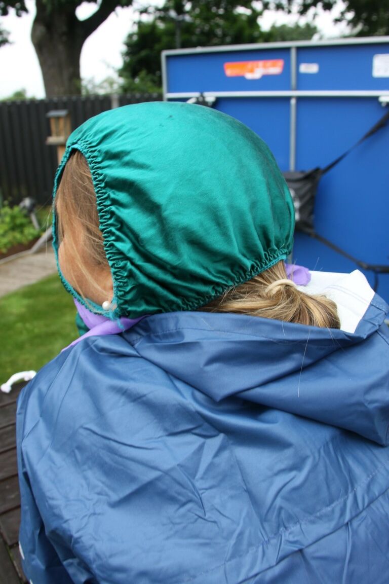 16P Caucasian woman is tied to a table in a yard with panties over her face