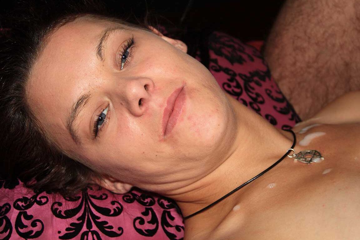 15P British slut Trinity gets gangbanged wearing black over the knee nylons