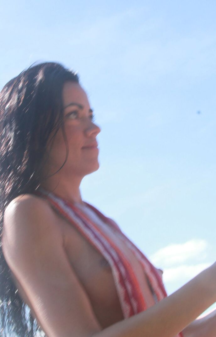 15P Teen lesbians Layla and Gia play in shallow waters on a warm day