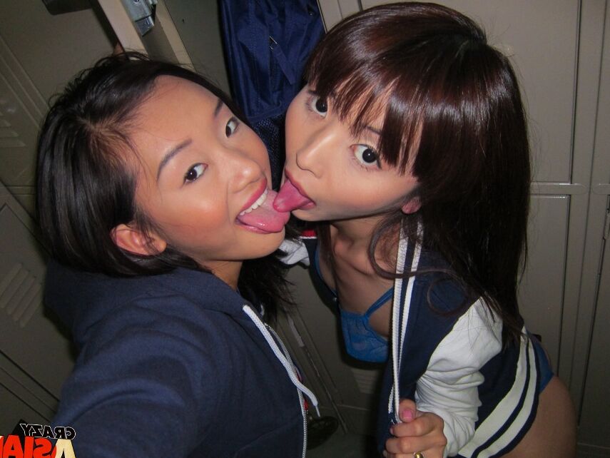 16P Young Asian amateur Alina Li and friend flashing flat chests in change-room