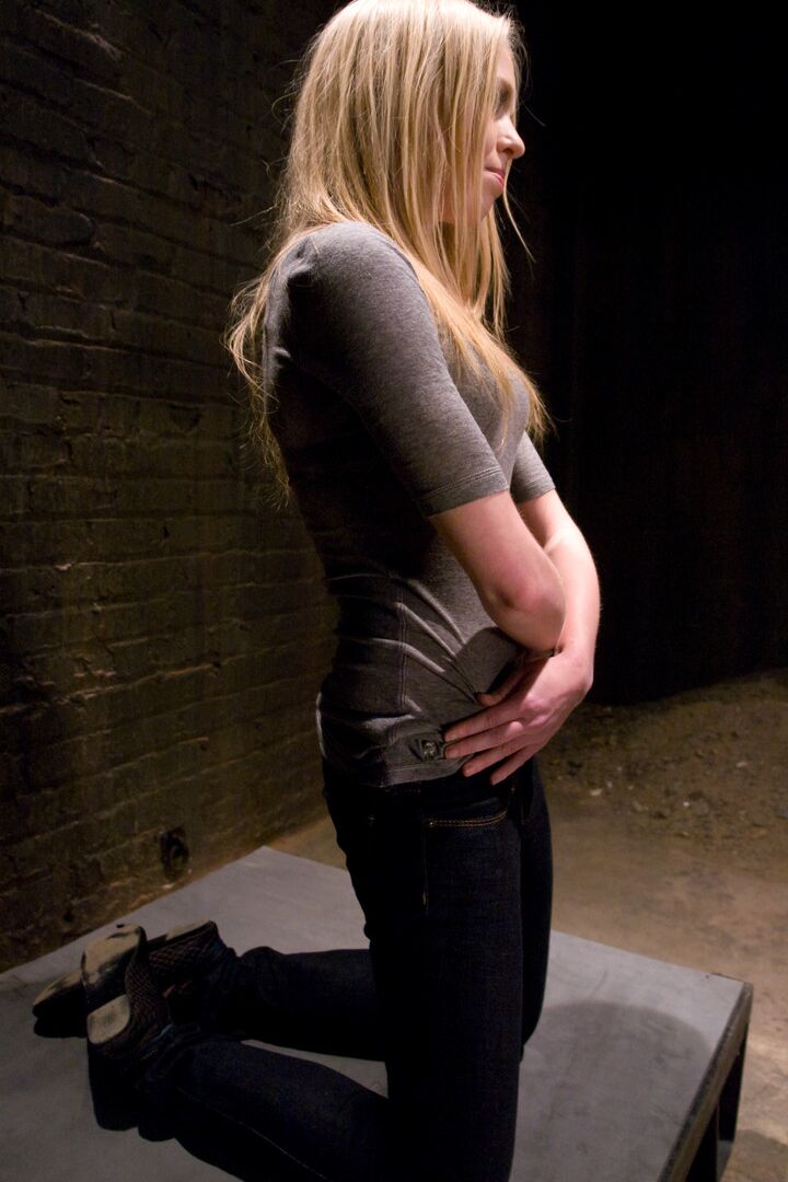 17P Natural blonde Sarah Jane Ceylon undresses as she gets ready to be suspended