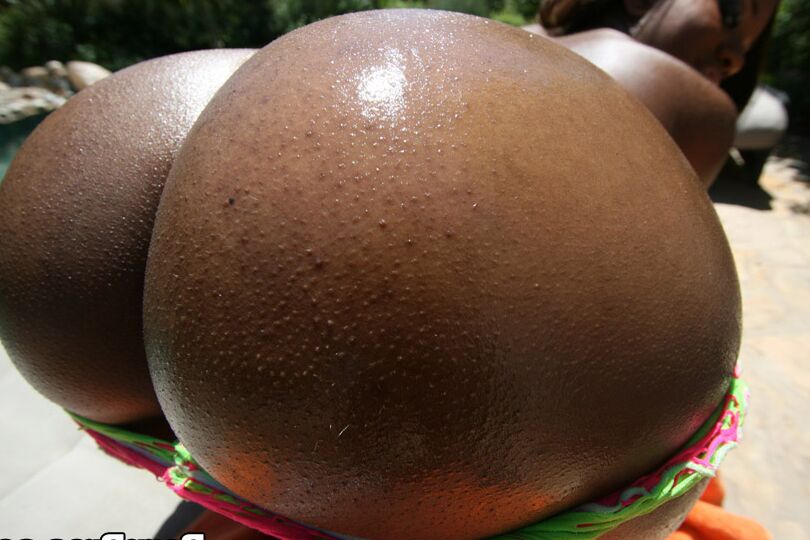 16P Gata negra em um vestido arrastão Sydnee Capri mostra seu espólio gostoso ao ar livre