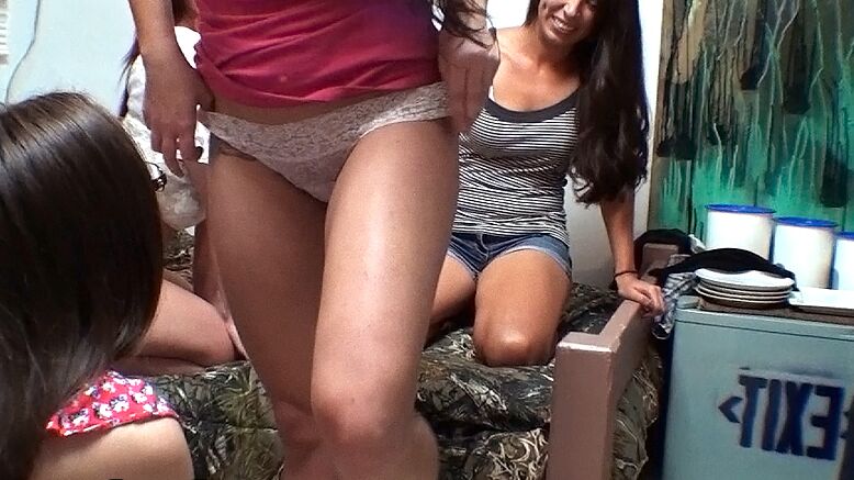 16P Coed Alexis strips and has hot and dirty lesbian fun with busty coeds