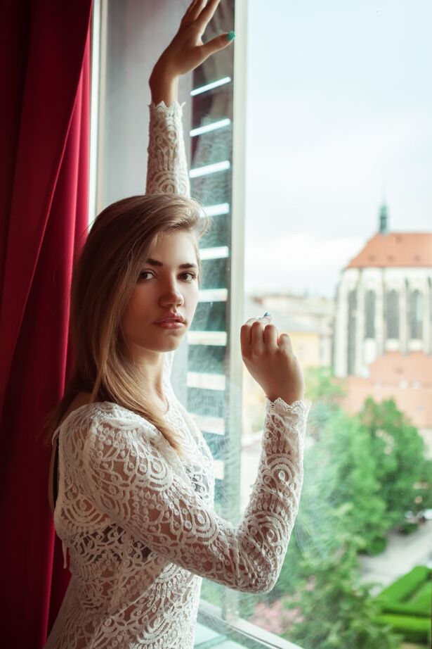 18P Teen model Jasmina reveals her tight slit while getting naked on a chair