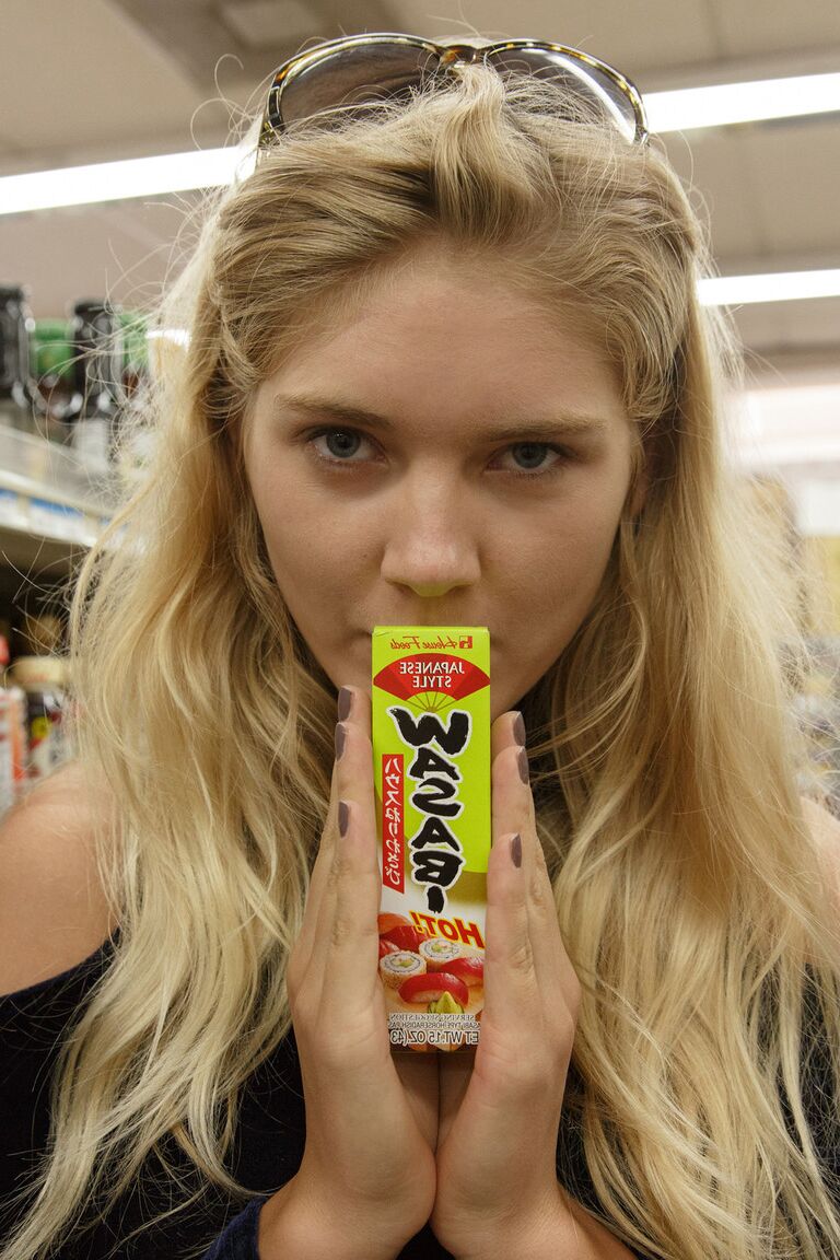 12P Blonde female Nola Barry steals food and misuses it for own sexual perversions