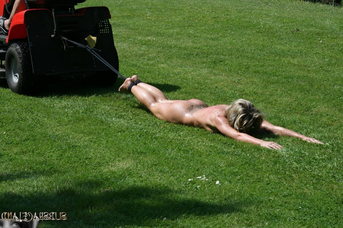21P Amateur babe Tina gets tied up in the back yard before sucking a dick