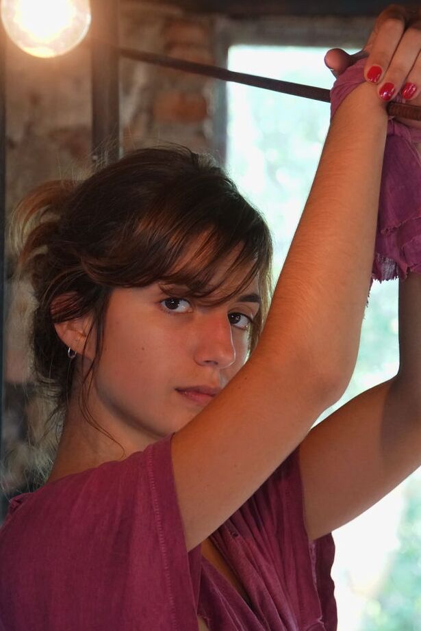 16P Teen babe with an ass to die for Ursula B fingers her bush after working free