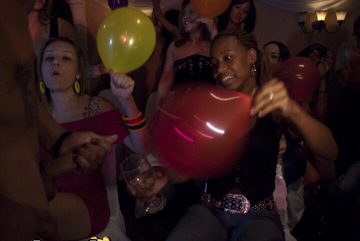 16P Seductive babes frolic at the house party with malestripper