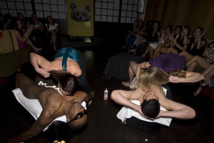 16P Coed girls receive cumshto while partying hard with a stripper