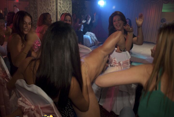 16P CFNM party with clothed cutie enjoying a dancing bear without clothes