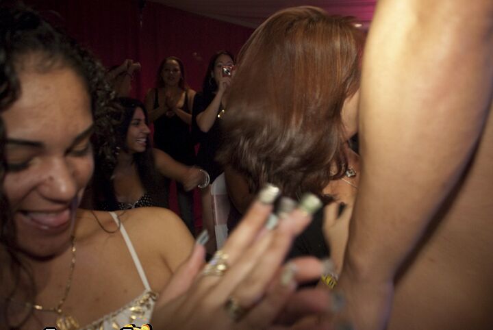 16P CFNM party with clothed cutie enjoying a dancing bear without clothes