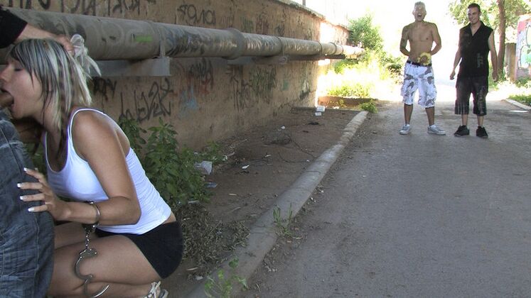 15P Leyla Black gets tied up and fucked in public while strangers fondle her tits