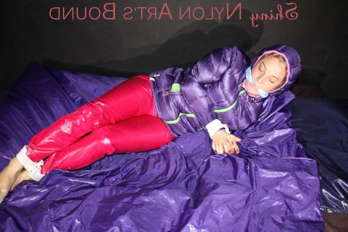 16P Sophie being tied, gagged and hooded with ropes and a clothgag wearing a sexy
