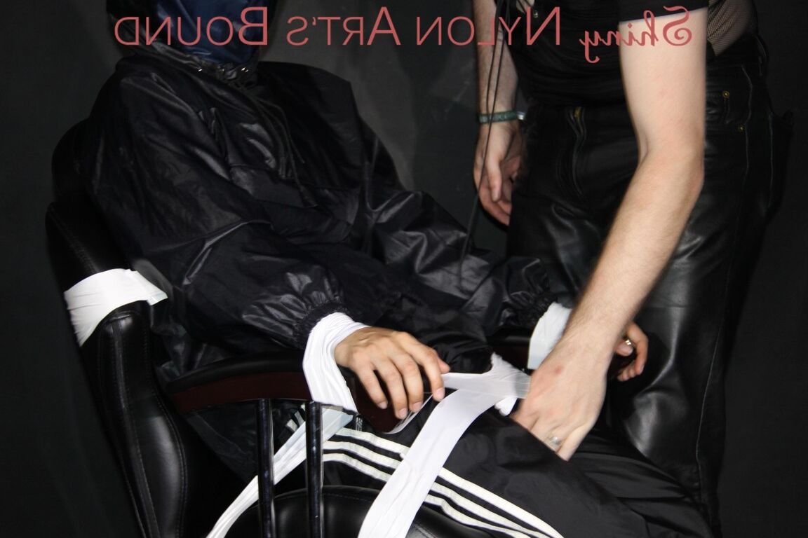 16P Watching our new model AIYANA wearing sexy shiny nylon rainwear being bound