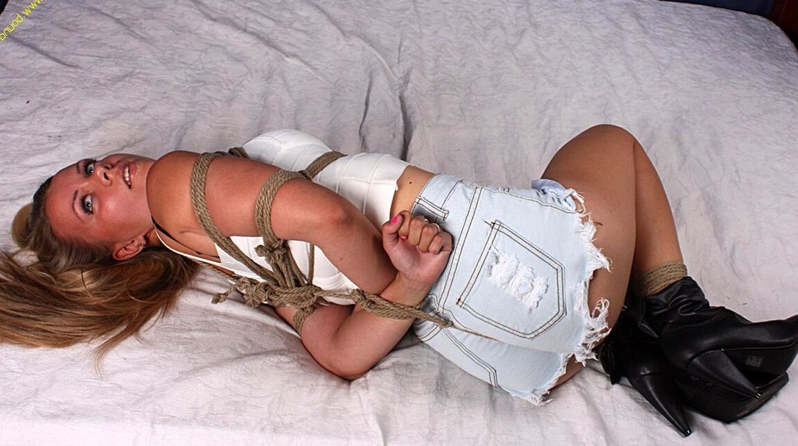 16P Bound Feet Bonnie tied in boots