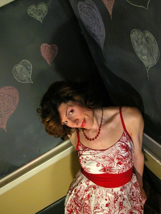 15P Retro styled Tgirl Delia dressed up for the dance in nylon hose