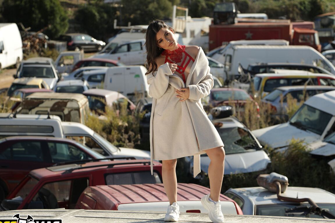 21P Latina with a fat ass Ariana Van X undresses and gets rammed at a scrapyard