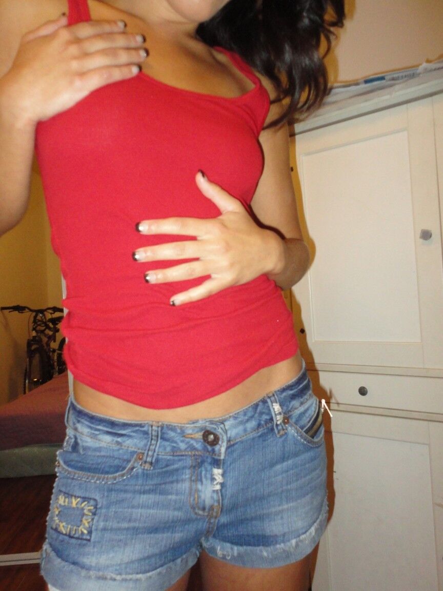 17P Beautiful brunette with tiny tits Missy Maze takes sexy selfies in the mirror