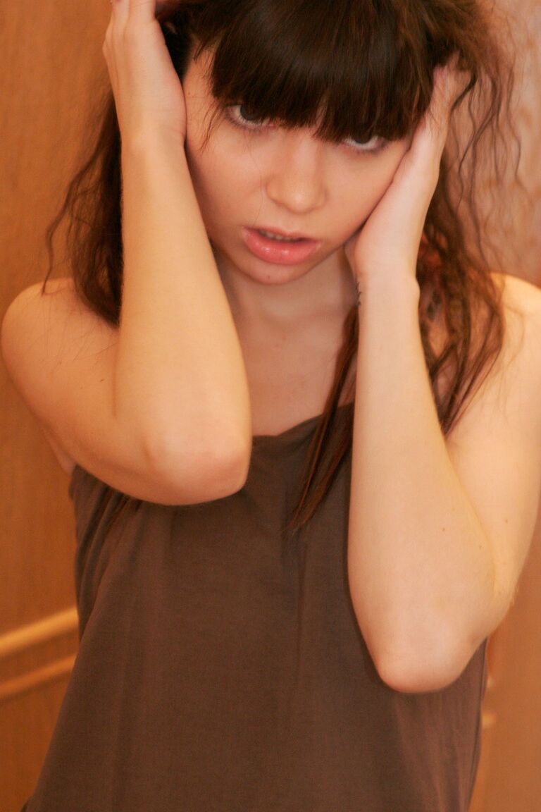 15P Thin teen Kaira 18 strips naked in front of a mirror after a phone call