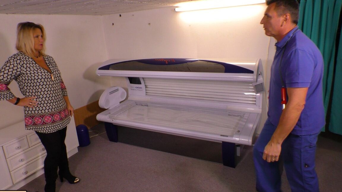21P Fat German wife cheats on her husband with the tanning salon worker