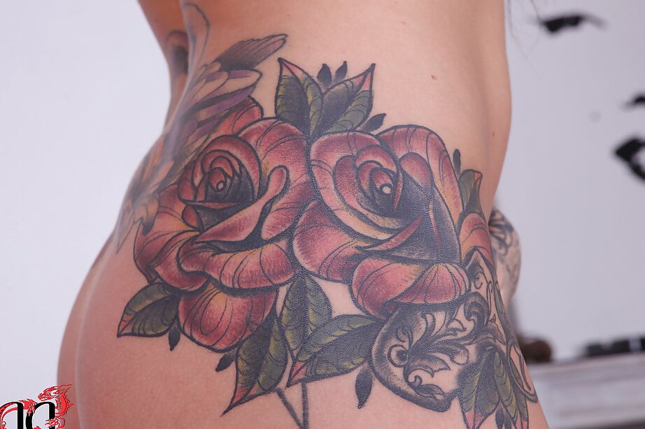 16P Busty tattooed hottie with pierced nipple getting rid of her clothes