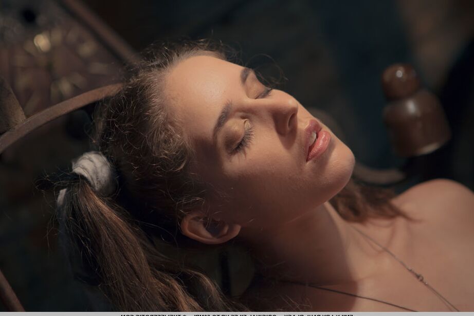 16P Horny girl Emily J masturbates while grinding on top of a scarecrow in a barn