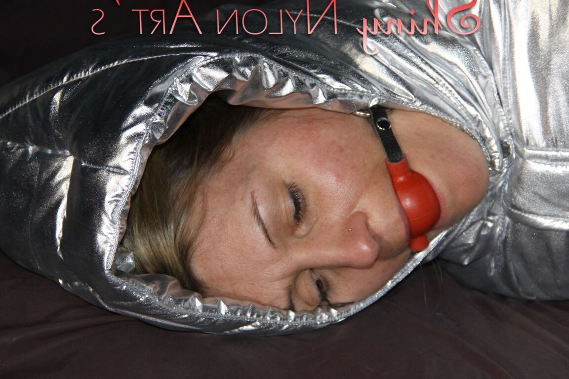 16P Watching sexy Sandra being tied and gagged on a bed with ropes and a ballgag