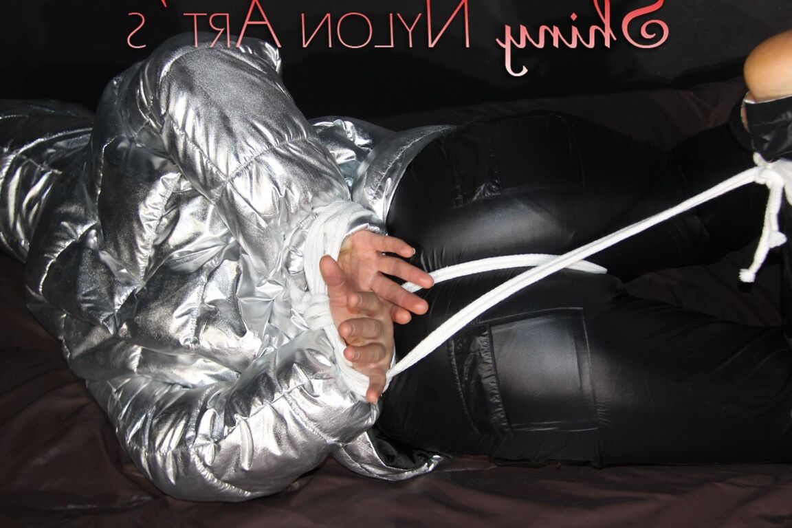 16P Watching sexy Sandra being tied and gagged on a bed with ropes and a ballgag