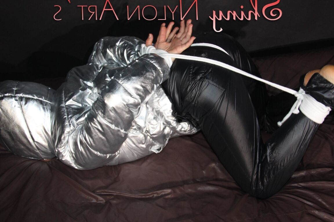 16P Watching sexy Sandra being tied and gagged on a bed with ropes and a ballgag