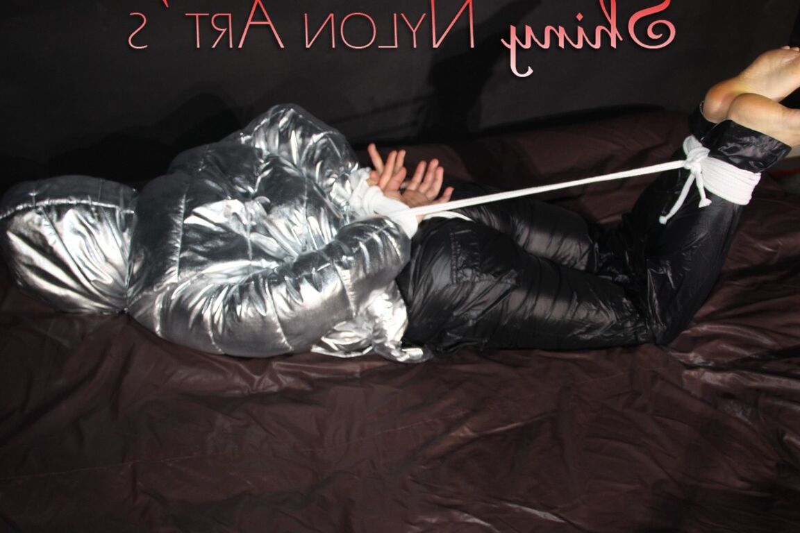16P Watching sexy Sandra being tied and gagged on a bed with ropes and a ballgag