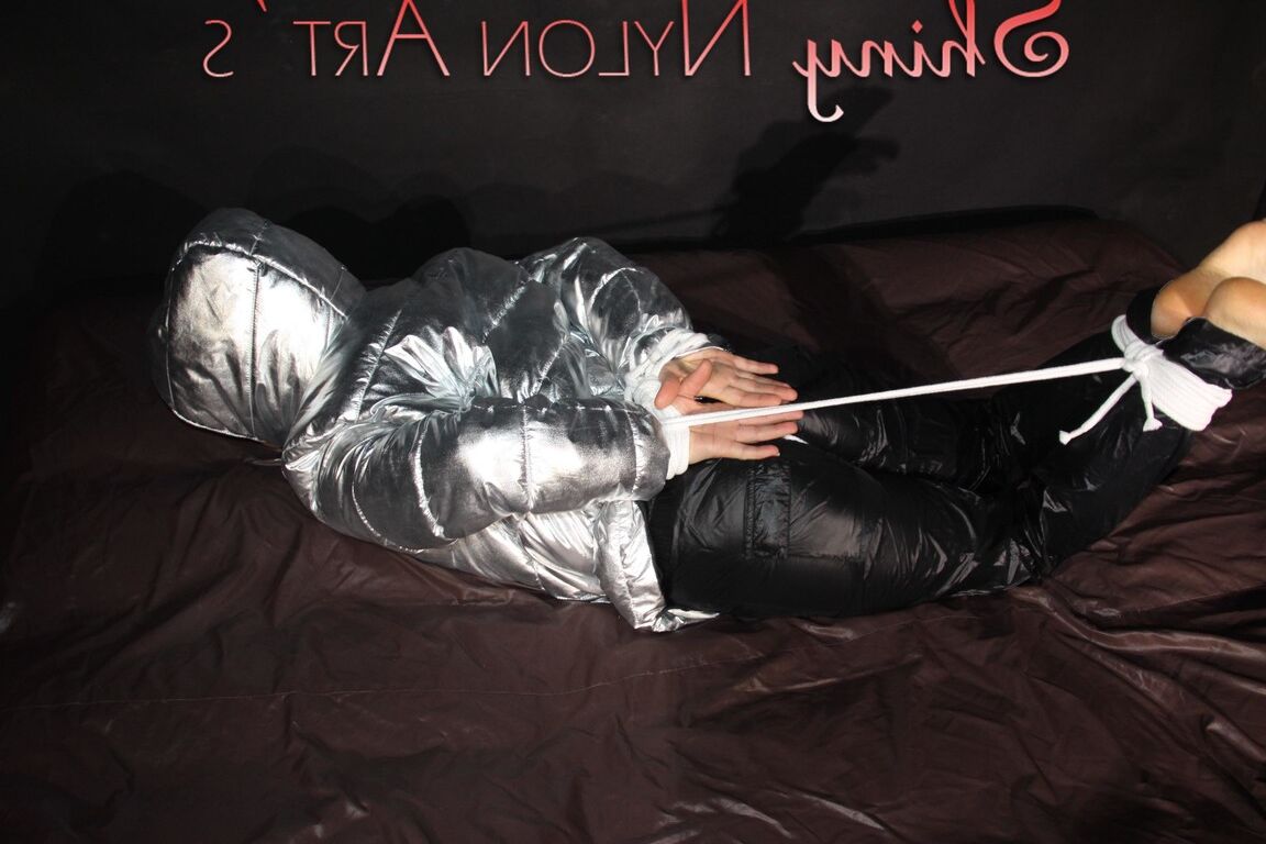 16P Watching sexy Sandra being tied and gagged on a bed with ropes and a ballgag