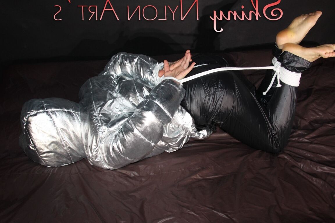16P Watching sexy Sandra being tied and gagged on a bed with ropes and a ballgag