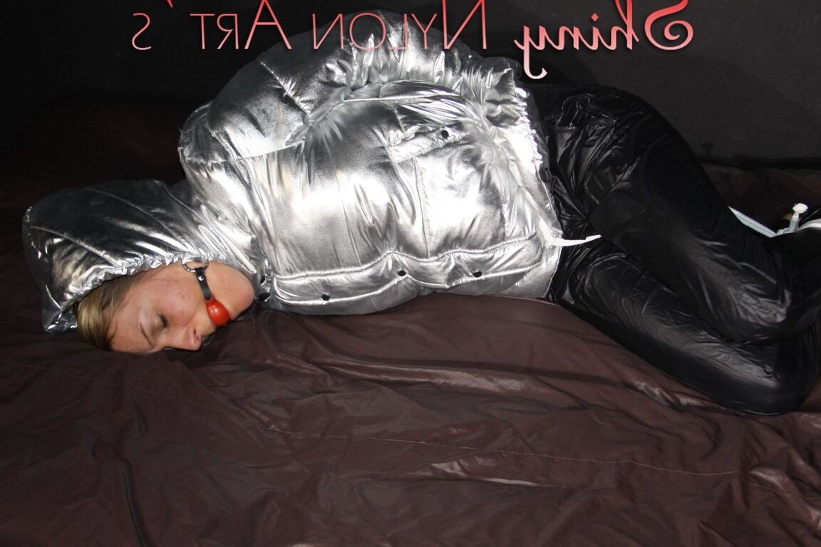 16P Watching sexy Sandra being tied and gagged on a bed with ropes and a ballgag