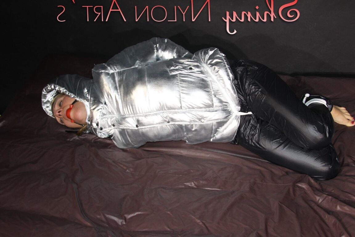 16P Watching sexy Sandra being tied and gagged on a bed with ropes and a ballgag