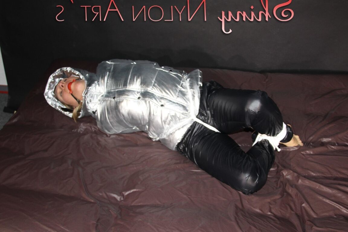 16P Watching sexy Sandra being tied and gagged on a bed with ropes and a ballgag