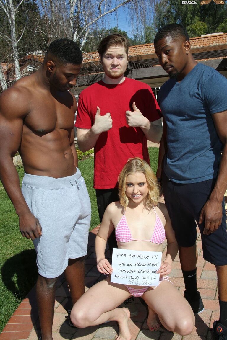21P La joven rubia Chloe Couture pone los cuernos a su novio con dos sementales negros