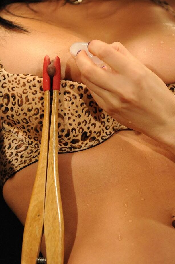 16P Restrained brunette undergoes nipple torture in the hopes of being masturbated