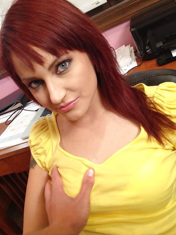 13P Small tit redhead Phoenix Askani sucking hard on a big pulsating cock