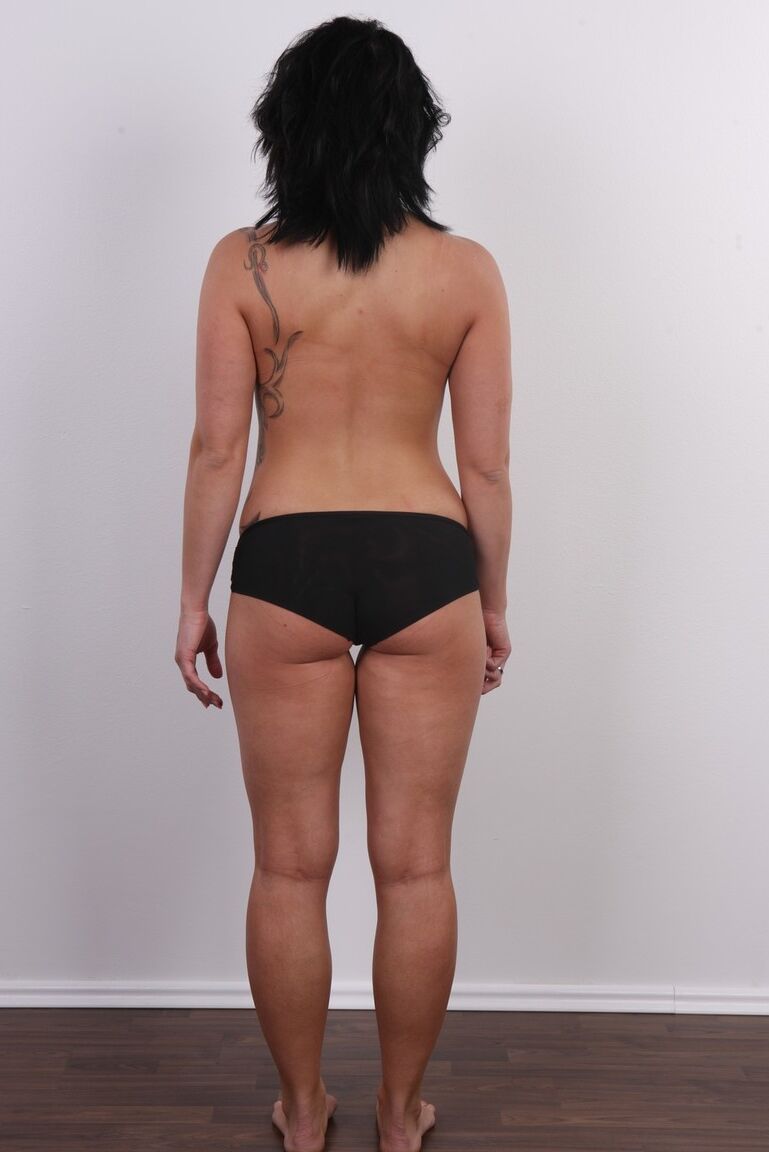 20P First timer Veronika gets completely naked before taking a seat on a stool