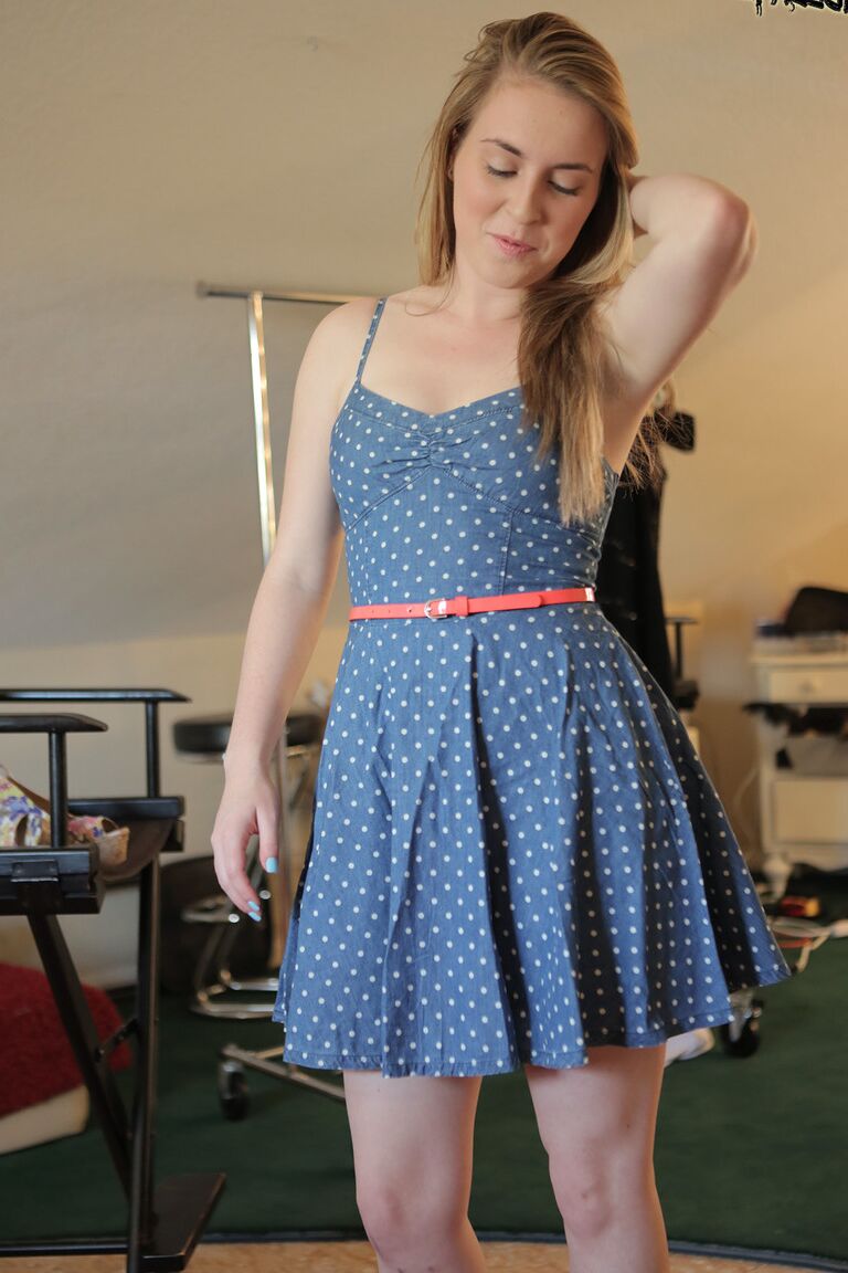 17P Charming teen Mattie Borders goes topless in thong & socks on the balcony