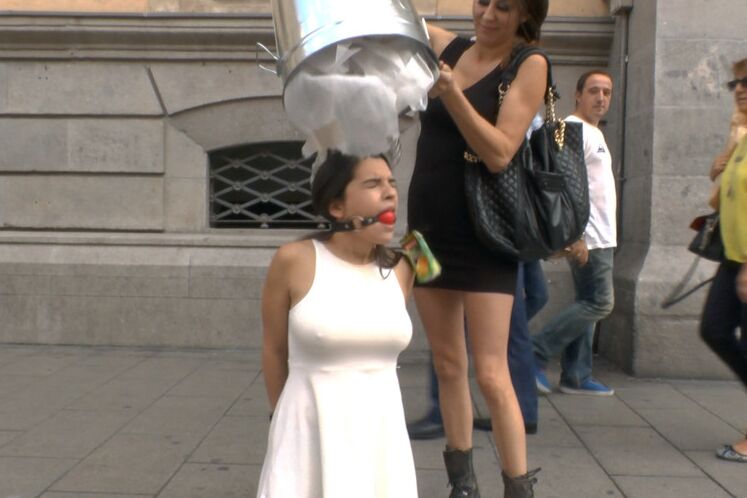 15P Pretty girl is totally humiliated in a public setting by other women