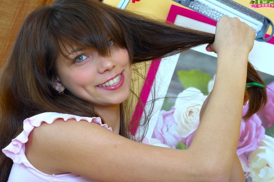 20P Lovely teen girl cannot wait any longer to start displaying her sweet pussy in