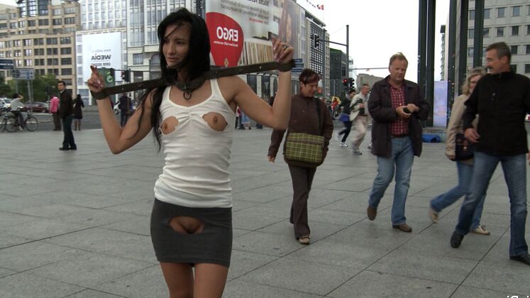 11P Dark-haired girl is humiliated and fucked while in public