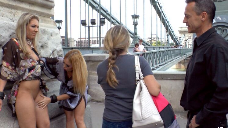 15P Blonde girls are forced to piss in public before being forced sex in an eatery